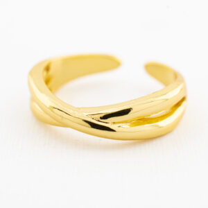 Anillo lineas cruzadas dorada
