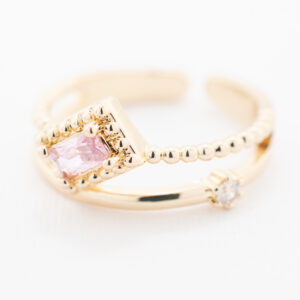 Anillo doble cuadro rosa