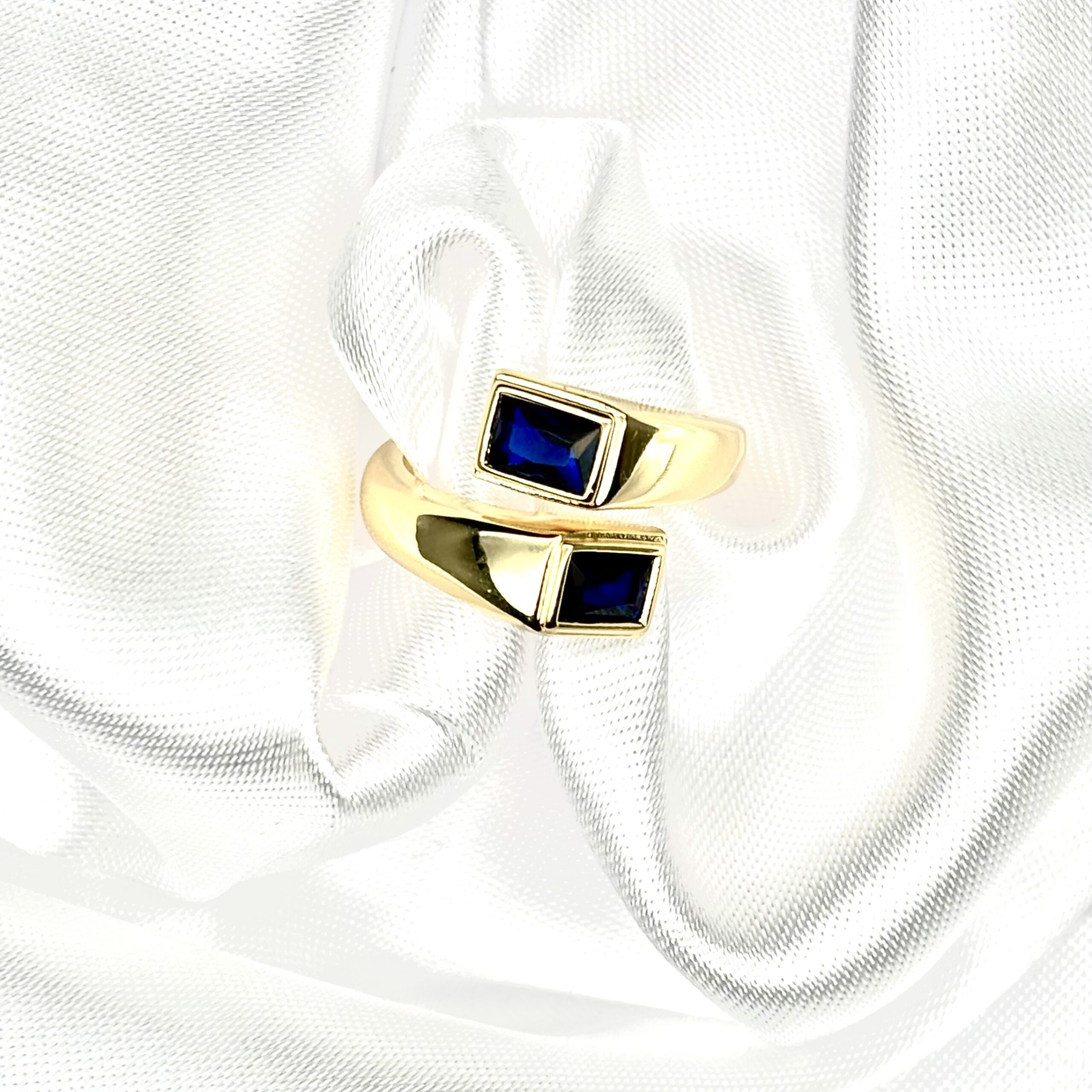 Anillo doble cruz azul