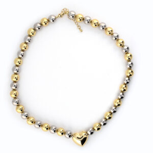 Cadena dos colores corazón dorado