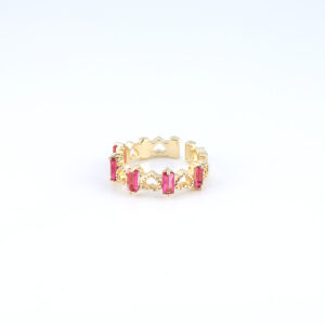 Anillo piedras rosas