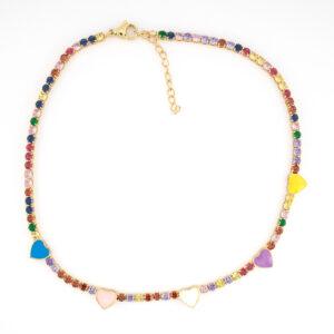 Collar corazón cristales de colores