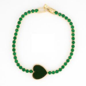 Pulsera corazón cristales verde
