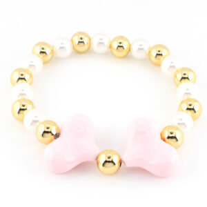 Pulsera 2 corazones grande rosa