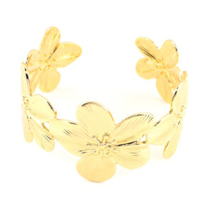Brazalete flores grande dorado