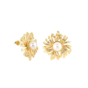 Arete flor dorada 1 perla