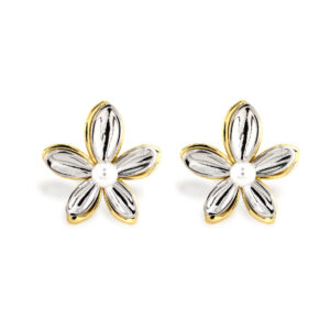 Arete flor perla 2 tonos