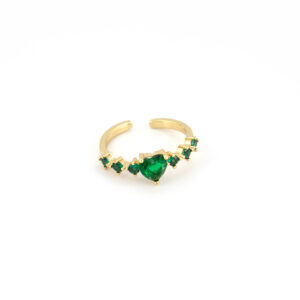 Anillo piedras y corazón verde