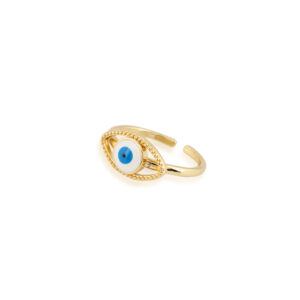 Anillo ojo turco blanco azul