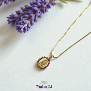 Cadena virgen cristales rosas