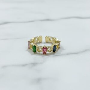 ANILLO CORAZON CRISTALES COLORES