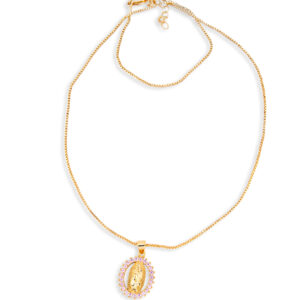 cadena dije virgen rosa