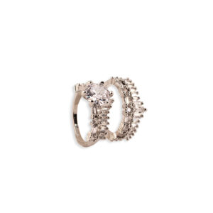 Anillo Doble Rodio Cristal