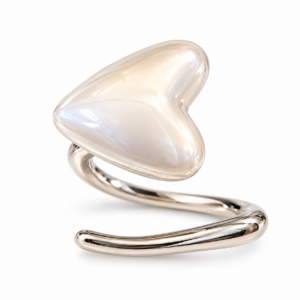 anillo corazon perla