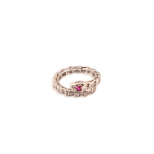 Anillo serpiente piedra rosa