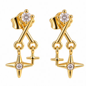 arete diseño estrella colgante piedra blanca
