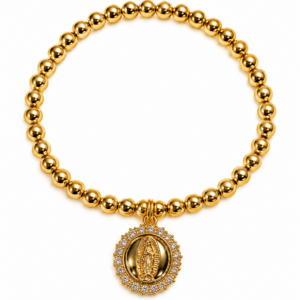 pulsera dije virgen con piedra blanca